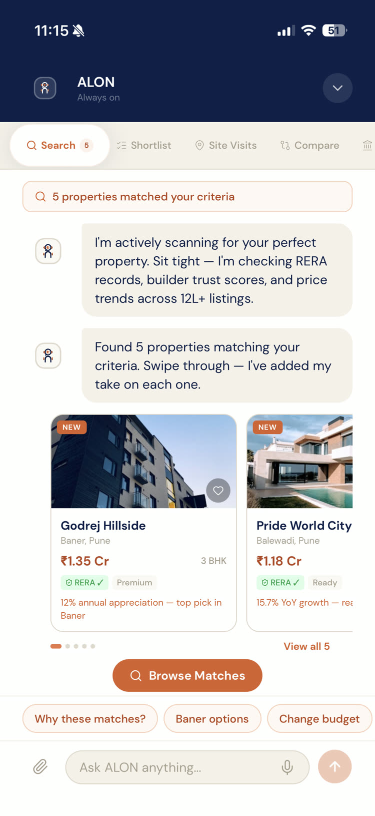 ALON — Always On app screen